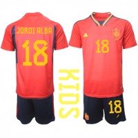 Španjolska Jordi Alba #18 Domaci Dres za djecu SP 2022 Kratak Rukav (+ Kratke hlače)